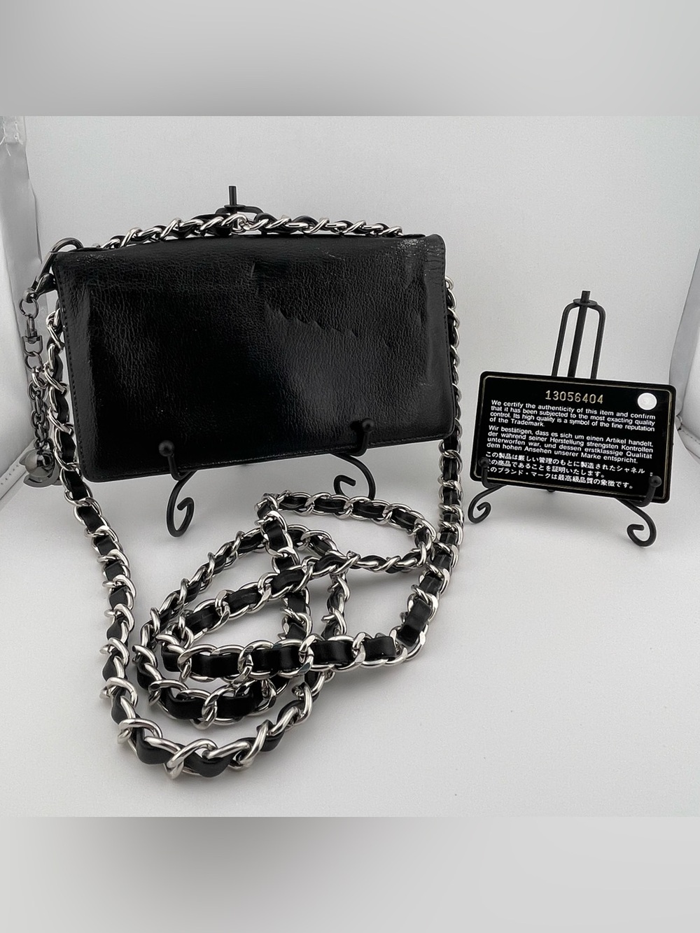 Vintage CHANEL Black Leather Wallet on Chain from 2009-2010. - Picture 2 of 16